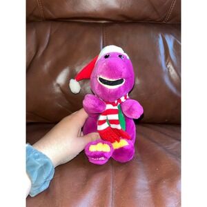 Barney The Dinosaur Plush Toy Christmas Santa Hat Scarf Festive‎ Purple